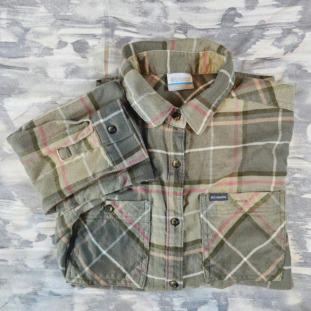 Columbia Pitchstone Plaid Flannel Long Sleeve Button Up Shirt Men's size Medium